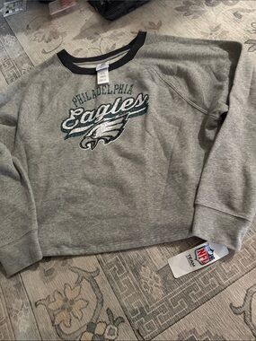 NFL Philadelphia Eagles Gray Crewneck Sweatshirt with Black Trim